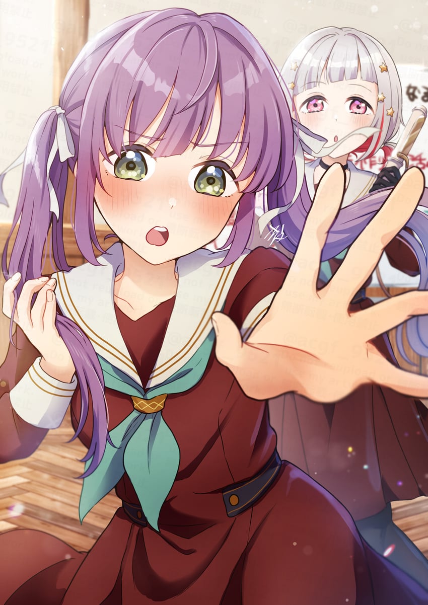 otomune kozue and yugiri tsuzuri (love live! and 1 more) drawn by kyaku_tasu