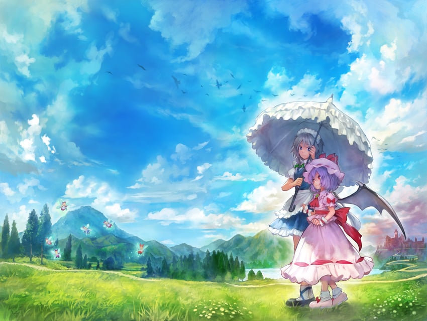 remilia scarlet and izayoi sakuya (touhou) drawn by matsuda_(matsukichi)