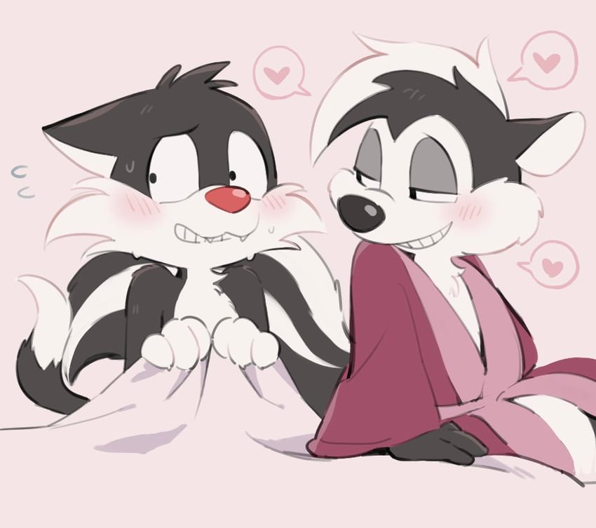 sylvester and pepe le pew (looney tunes) drawn by gz8ty