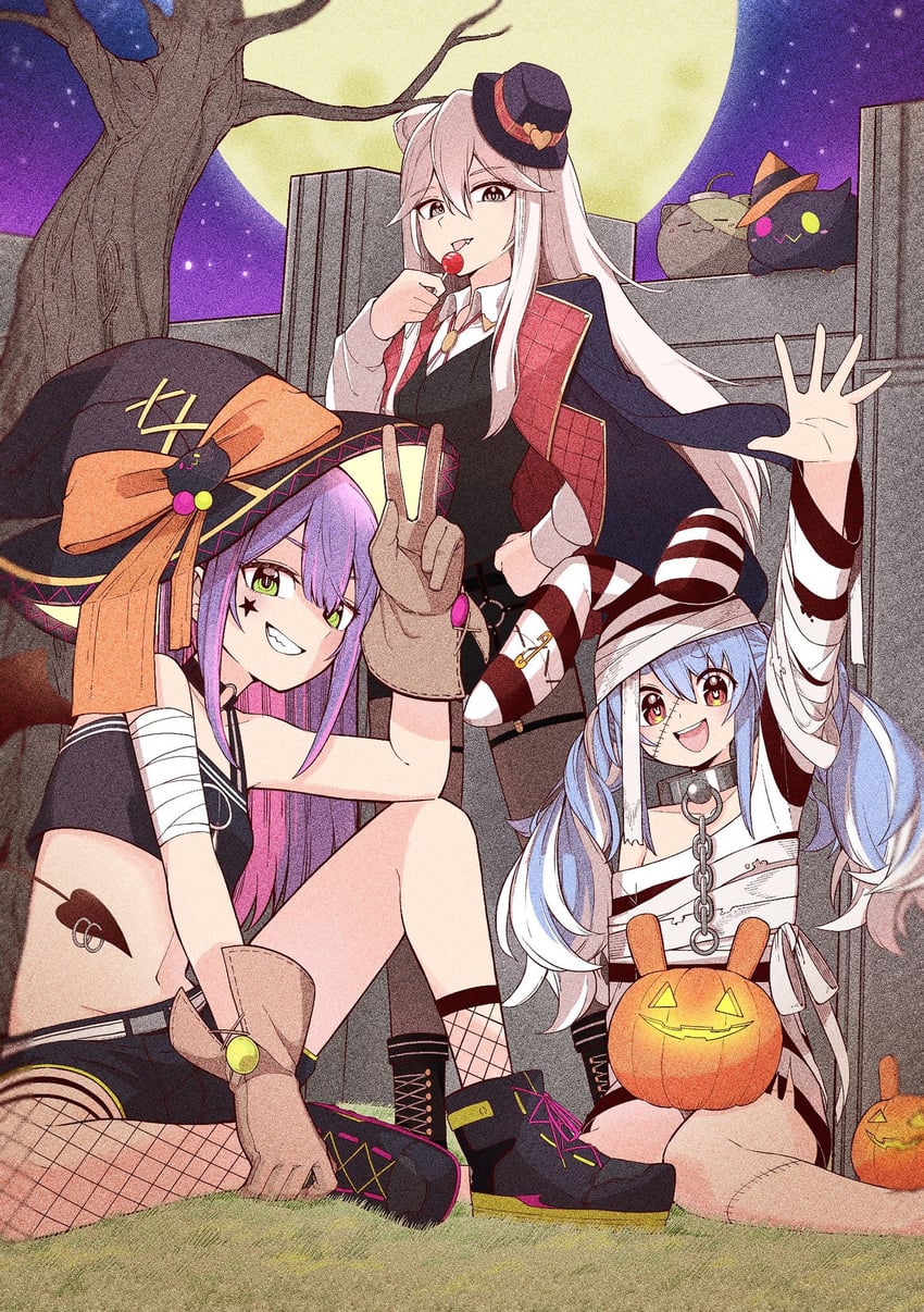 usada pekora, tokoyami towa, shishiro botan, bibi, and ssrb (hololive) drawn by yurai0739