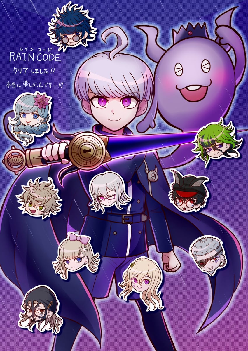 yuma kokohead, shinigami, halara nightmare, zilch alexander, vivia twilight, and 7 more (master detective archives: rain code) drawn by kirin_(suzoke_1)