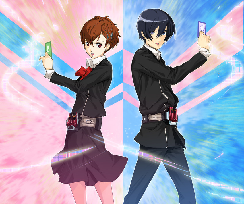 yuuki makoto and shiomi kotone (persona and 4 more) drawn by makacoon