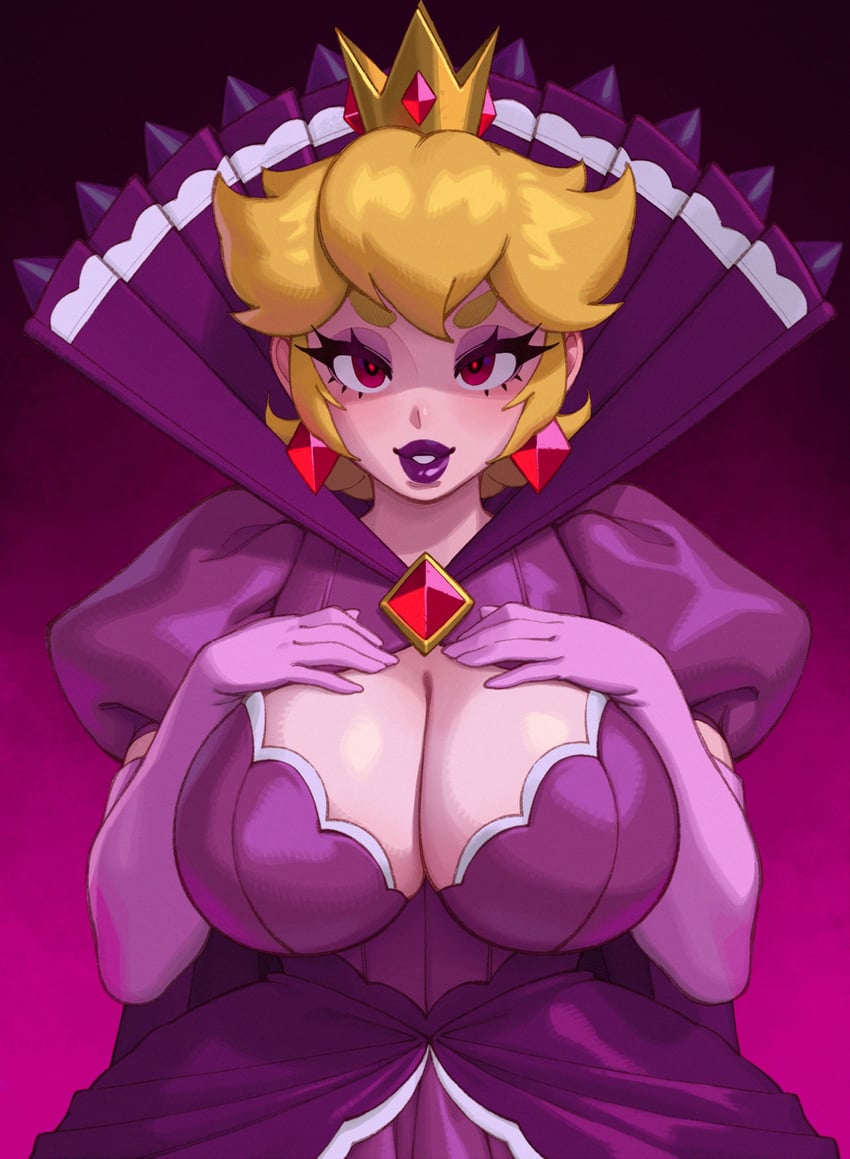 princess peach and shadow queen (mario and 2 more) drawn by riz
