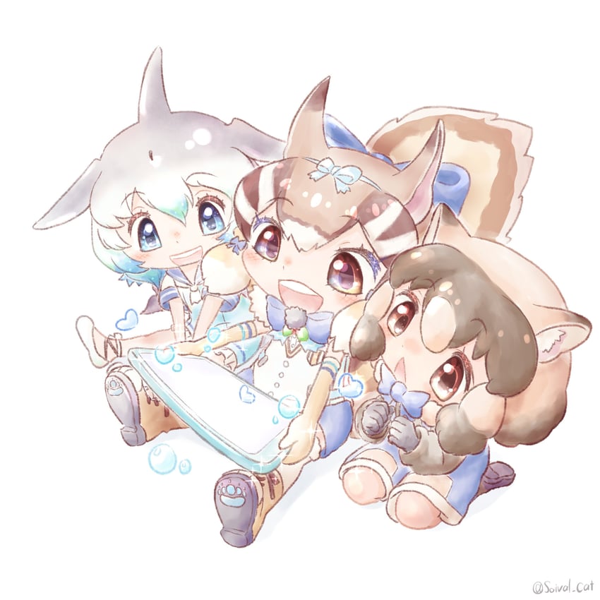 siberian chipmunk, common bottlenose dolphin, and common wombat (kemono friends and 2 more) drawn by saival_cat