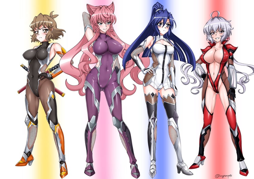 yukine chris, kazanari tsubasa, maria cadenzavna eve, igawa asagi, igawa sakura, and 3 more (senki zesshou symphogear and 6 more) drawn by kyomeihibiki