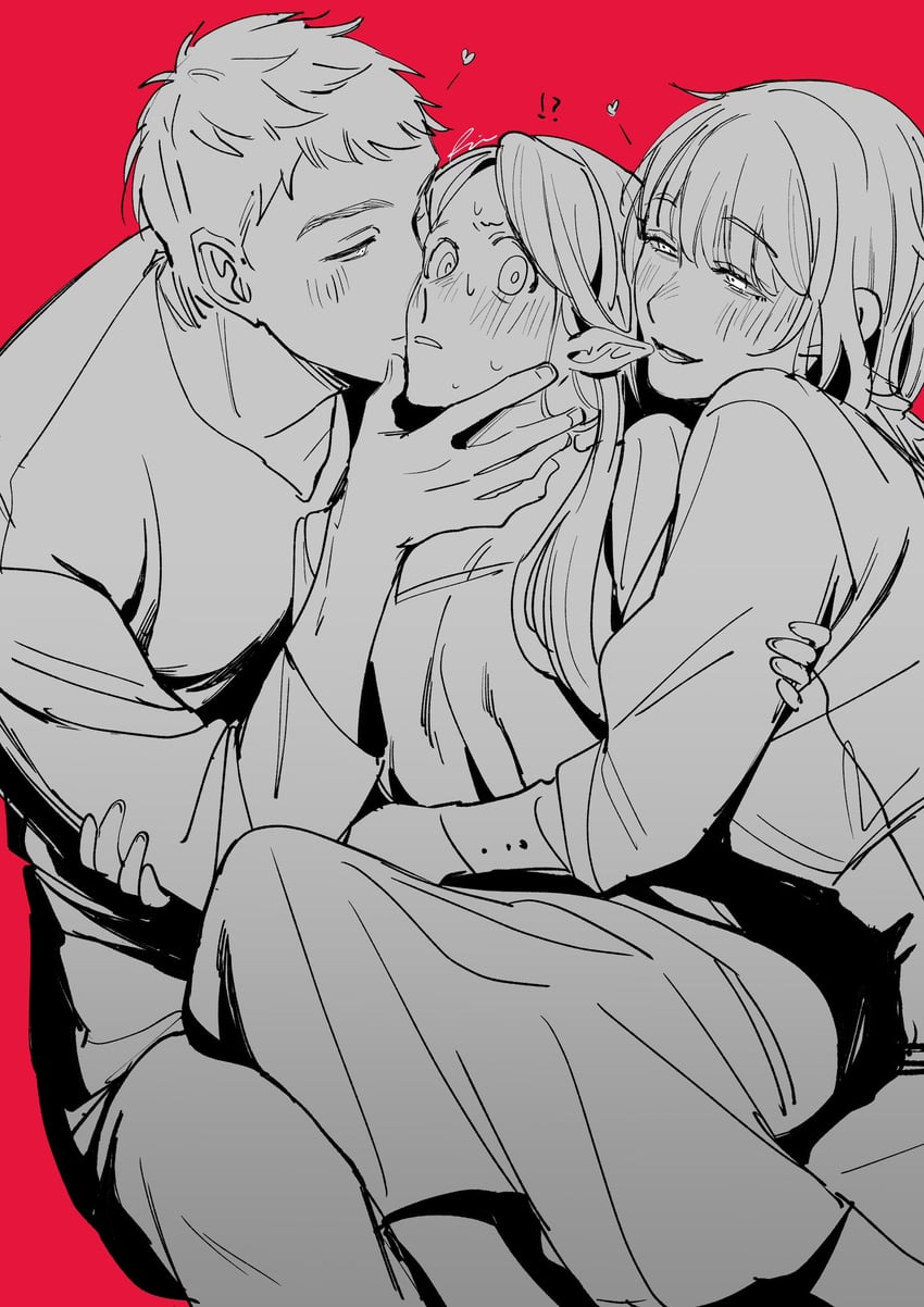 marcille donato, falin touden, and laios touden (dungeon meshi) drawn by aknr_end