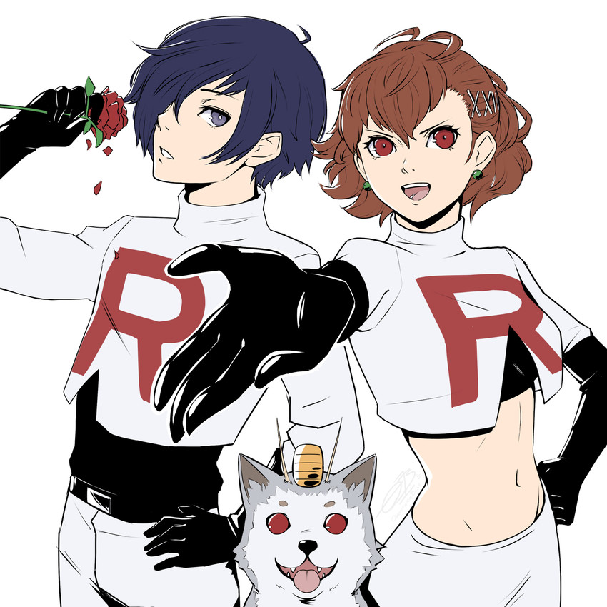 yuuki makoto, shiomi kotone, jessie, james, meowth, and 1 more (pokemon and 3 more) drawn by omniformblue