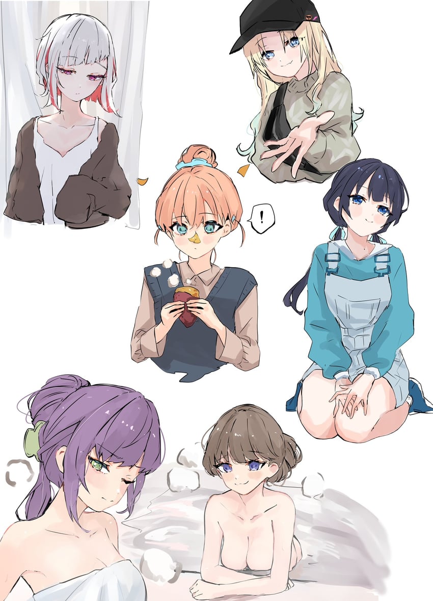 hinoshita kaho, fujishima megumi, otomune kozue, murano sayaka, yugiri tsuzuri, and 1 more (love live! and 1 more) drawn by jin_(oihlf)