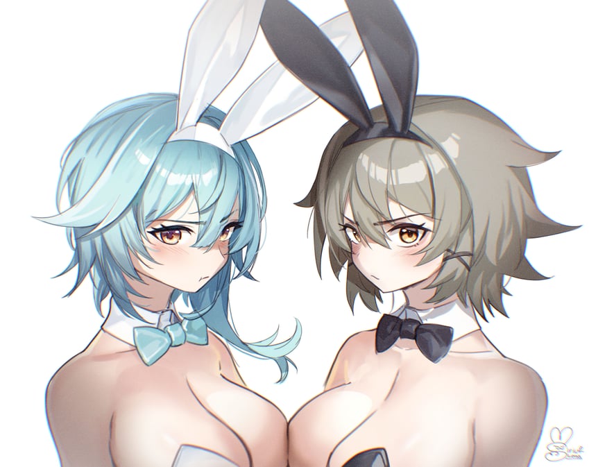 eula, caesar king, and satou rina (genshin impact and 2 more) drawn by siriuflong
