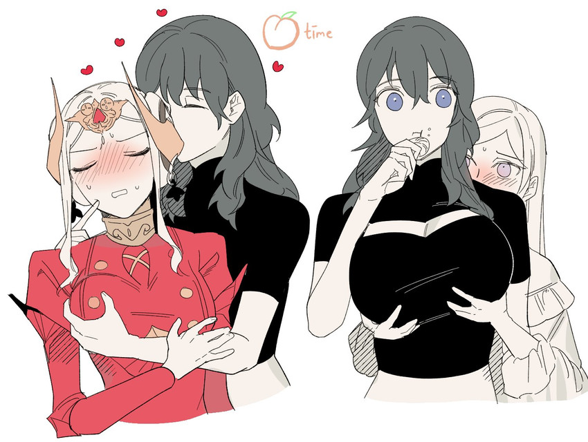 female byleth and edelgard von hresvelg (fire emblem and 1 more) drawn by b_(wldms6650)