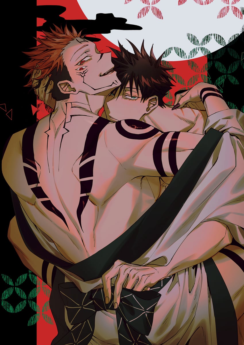 fushiguro megumi and ryoumen sukuna (jujutsu kaisen) drawn by azukiharuta_ju