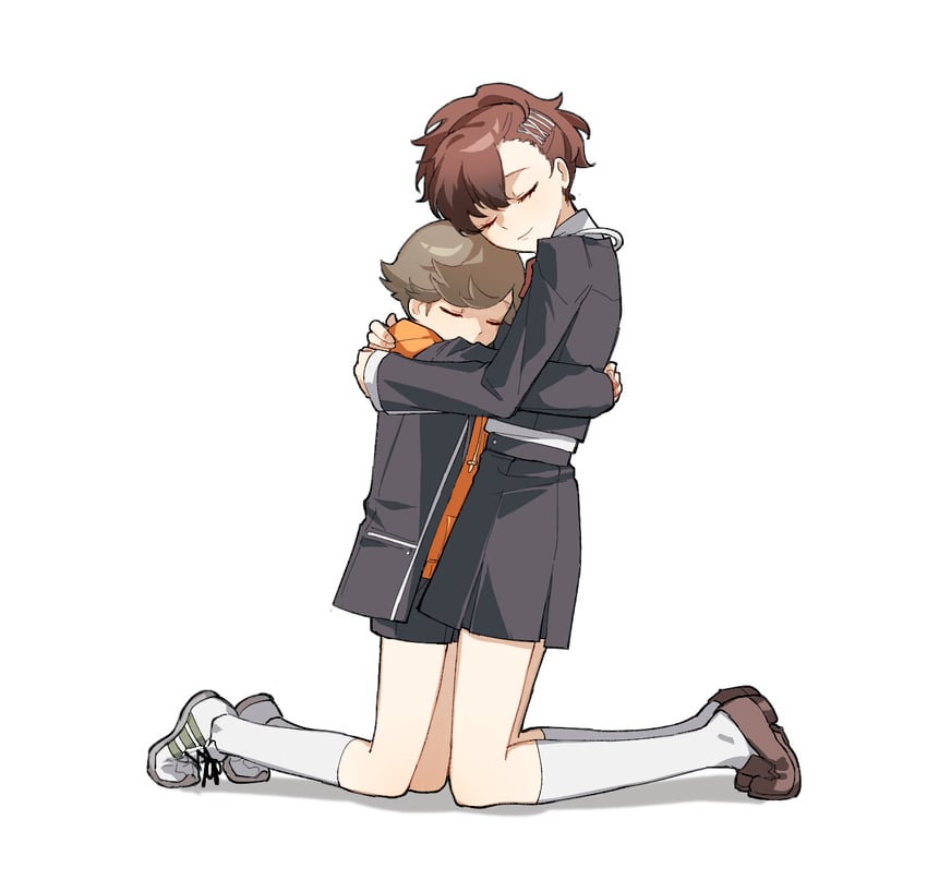 shiomi kotone and amada ken (persona and 2 more) drawn by eca_leaf