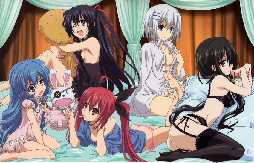 tokisaki kurumi, yatogami tohka, tobiichi origami, itsuka kotori, himekawa yoshino, and 1 more (date a live)
