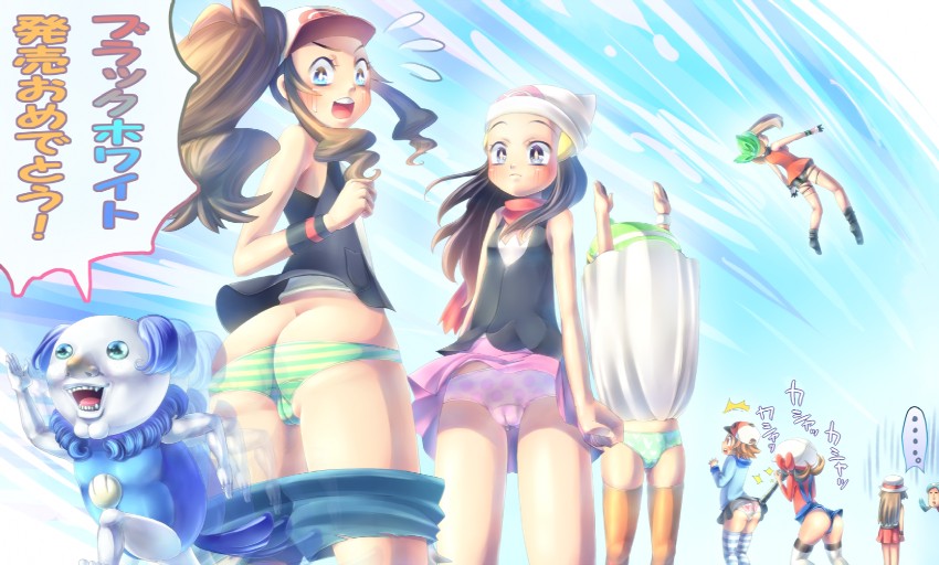 dawn, may, hilda, hilbert, lyra, and 4 more (pokemon and 1 more) drawn by naoto_(yandereheaven)