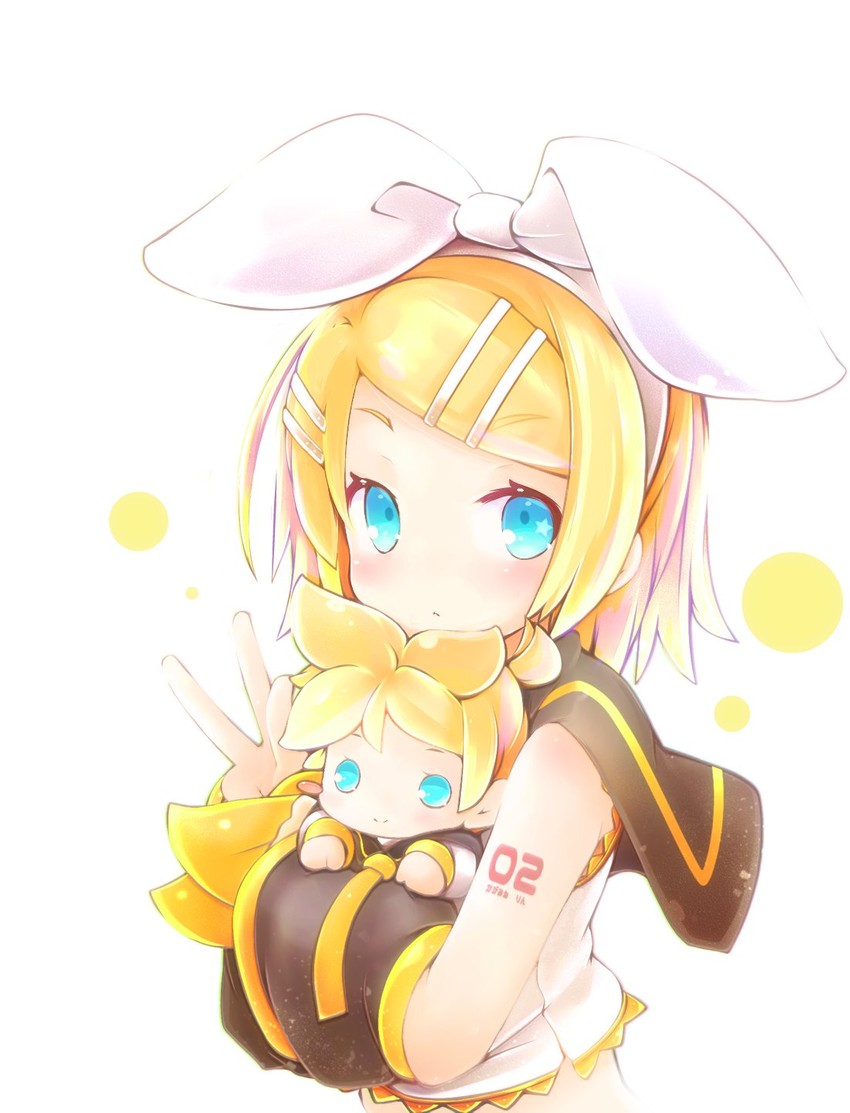 kagamine rin and kagamine len (vocaloid) drawn by akino_coto