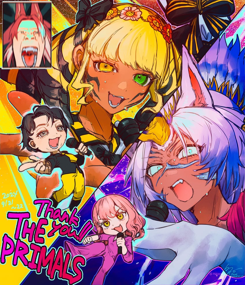 warrior of light, honey b. lovely, eutrope, and wicked thunder (final fantasy and 1 more) drawn by magushi