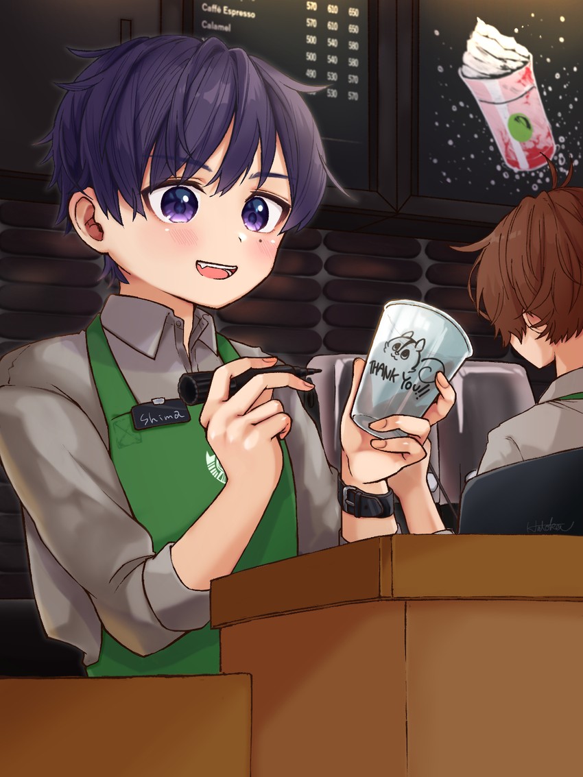 uratanuki and shima (starbucks and 1 more) drawn by hatoka_ra5