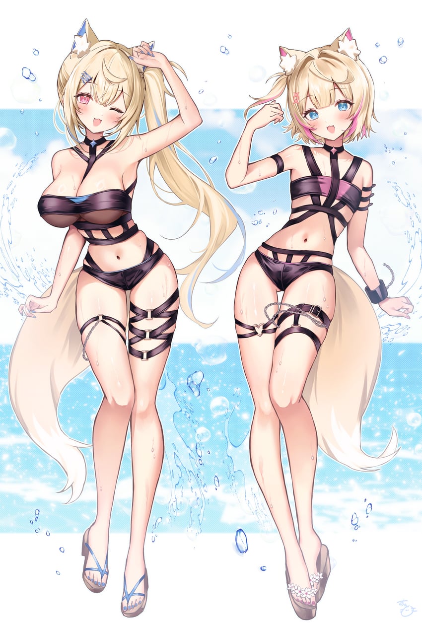 fuwawa abyssgard and mococo abyssgard (hololive and 1 more) drawn by neru5