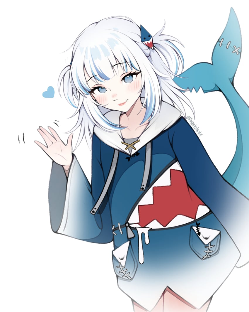 gawr gura (hololive and 1 more) drawn by vivianvalenart