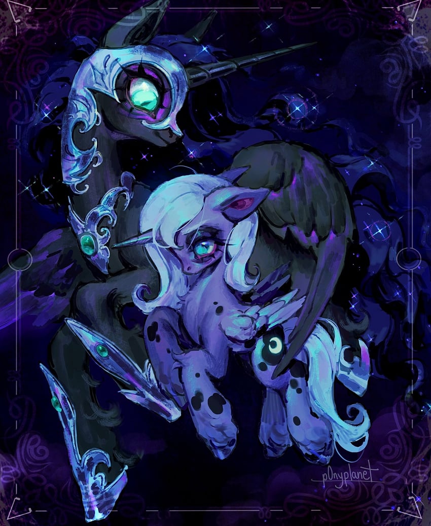 princess luna and nightmare moon (my little pony and 1 more) drawn by p0nyplanet
