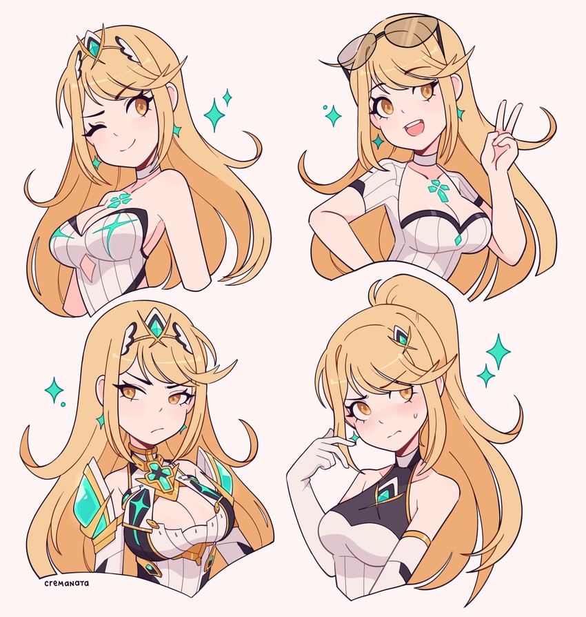 mythra (xenoblade chronicles and 1 more) drawn by cremanata