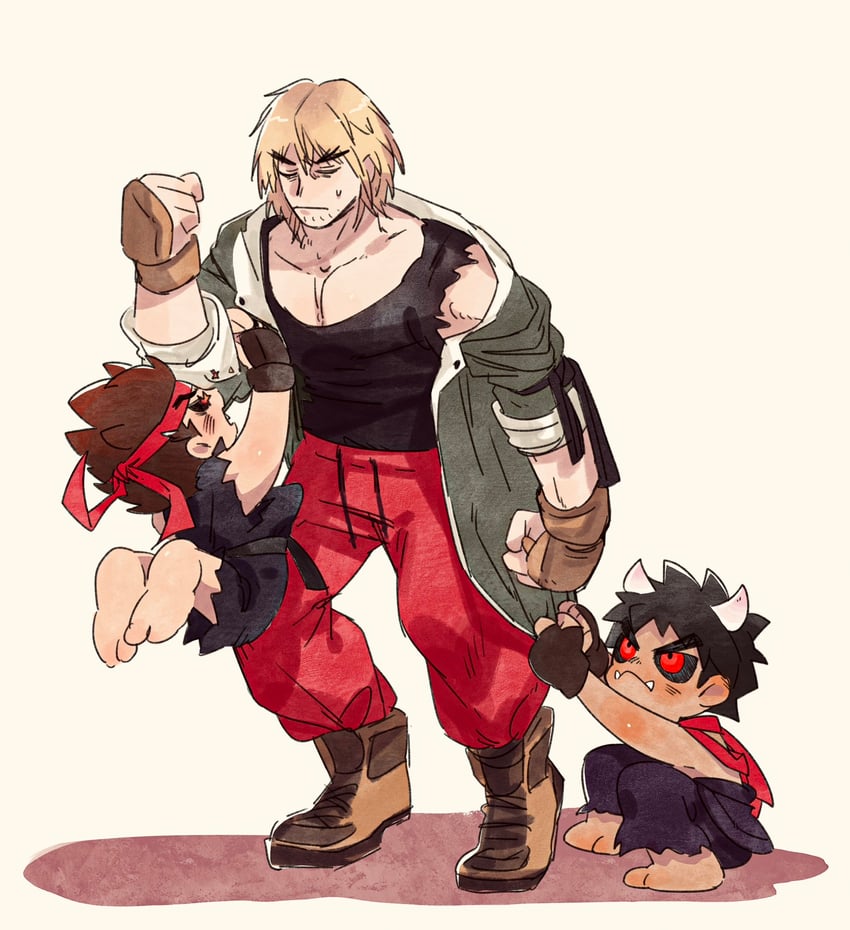ryu, ken masters, evil ryu, and kagenarumono (street fighter and 3 more) drawn by marumaru1902