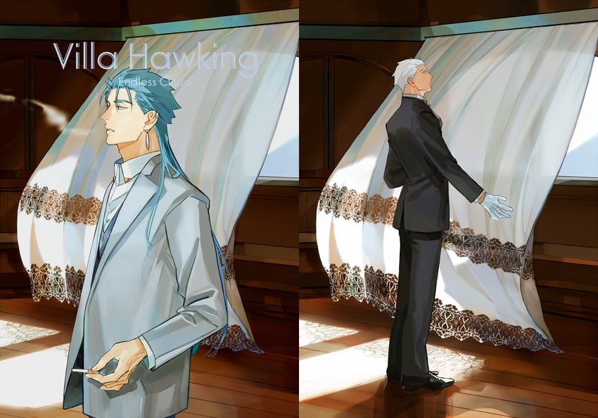 cu chulainn and archer (fate and 1 more) drawn by crimo