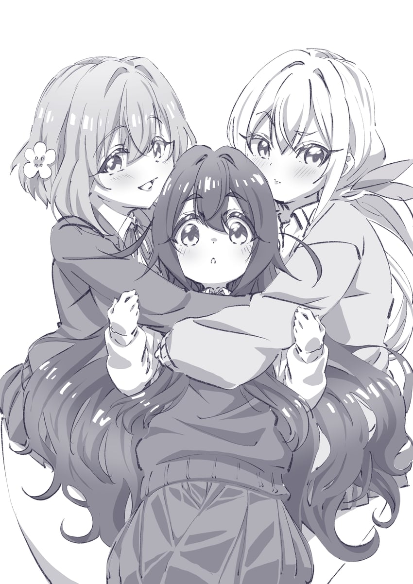 hanazono hakari, inda karane, and yoshimoto shizuka (kimi no koto ga dai dai dai dai daisuki na 100-nin no kanojo) drawn by chet_ray
