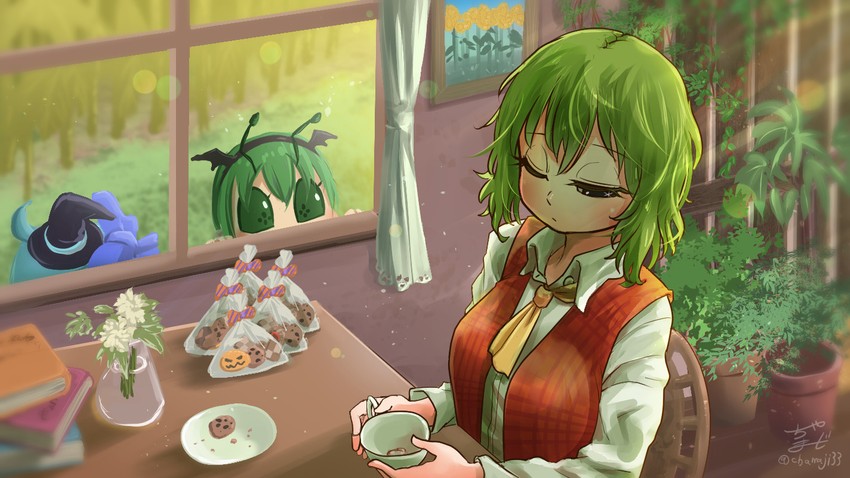 cirno, kazami yuuka, and wriggle nightbug (touhou) drawn by chamaji