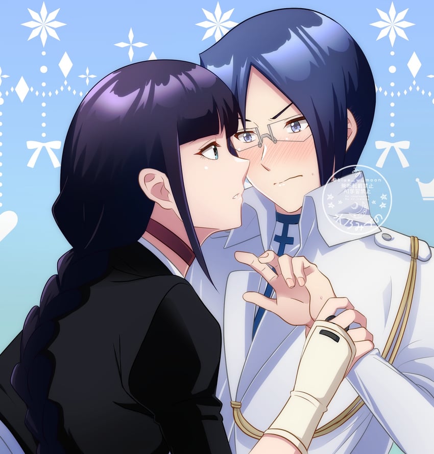 kurotsuchi nemu and ishida uryuu (bleach) drawn by blue_w_moon