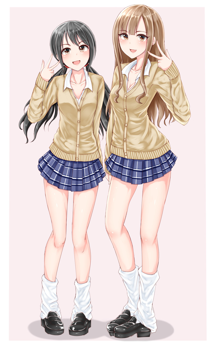 mizumoto yukari and nakano yuka (idolmaster and 1 more) drawn by shirushiru_(saitou888)