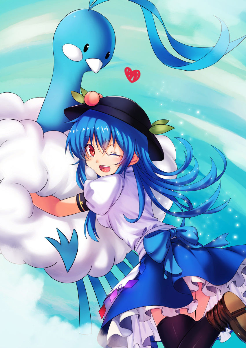 hinanawi tenshi and altaria (touhou and 2 more) drawn by koissa