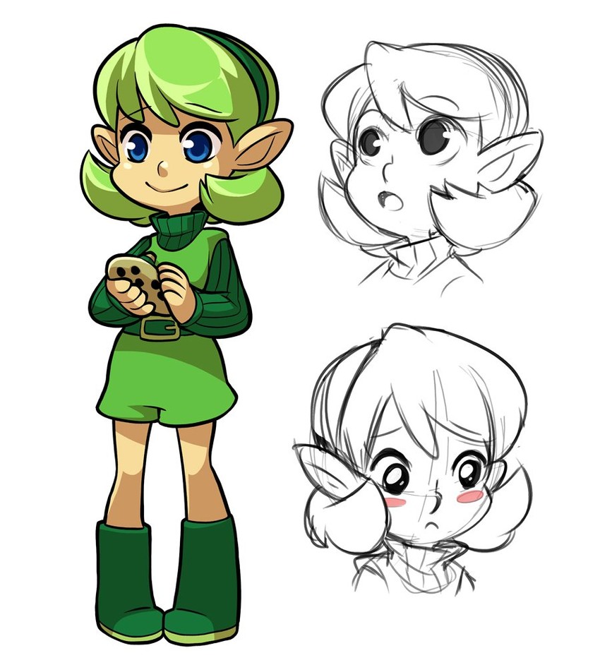 saria (the legend of zelda and 1 more) drawn by mary_cagle