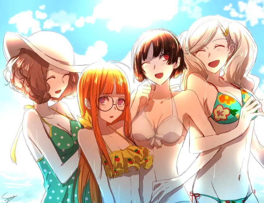 takamaki anne, sakura futaba, niijima makoto, and okumura haru (persona and 1 more) drawn by shuwa