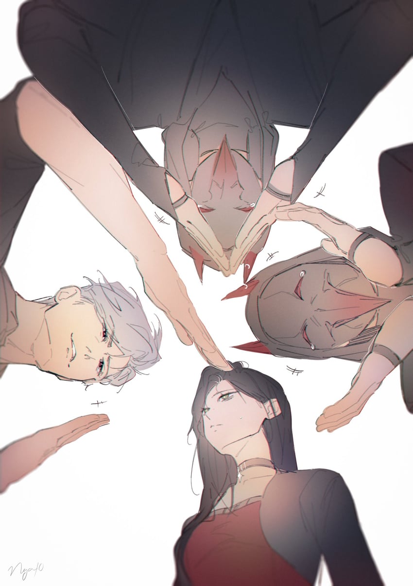 protagonist, sylus, luke, and kieran (love and deepspace) drawn by ng_ai0
