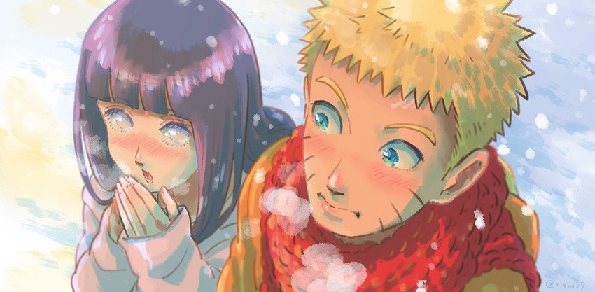 uzumaki naruto and hyuuga hinata (naruto and 1 more) drawn by risuo