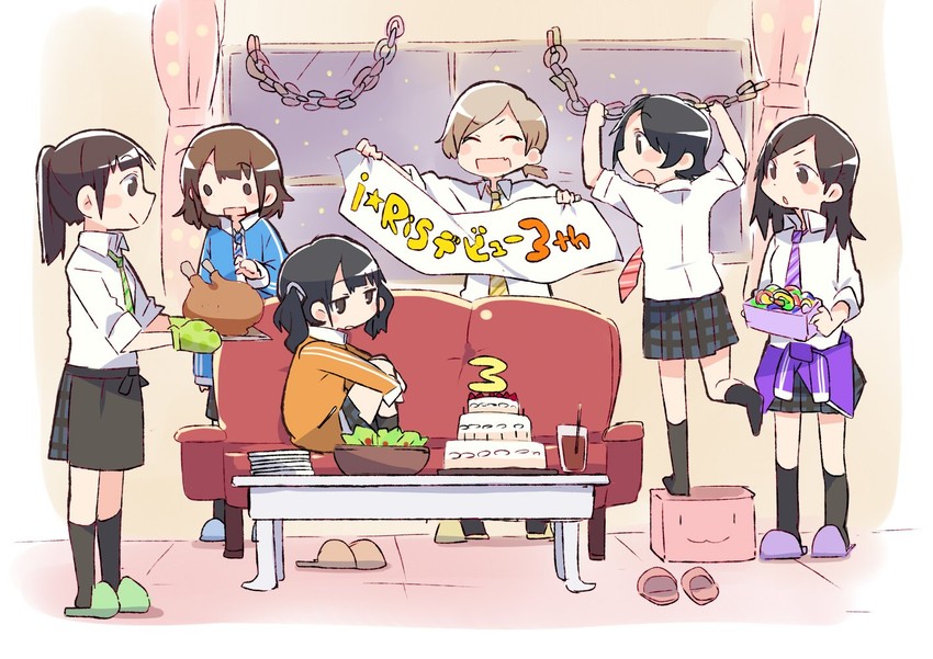 kubota miyu, serizawa yuu, akaneya himika, wakai yuuki, shibuya azuki, and 1 more (real life and 1 more) drawn by taneda_yuuta