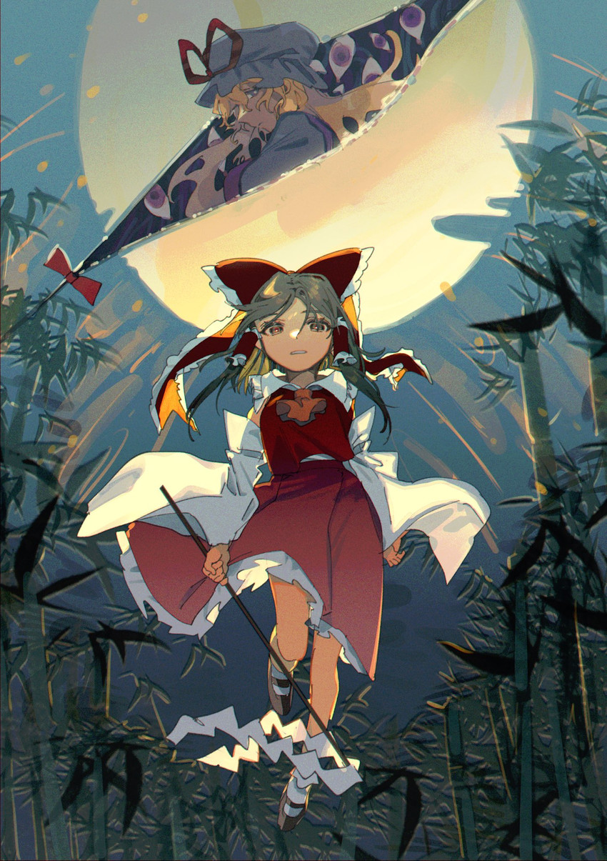 hakurei reimu and yakumo yukari (touhou and 1 more) drawn by shi_chimi