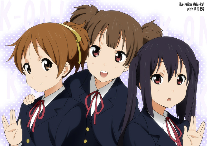 nakano azusa, hirasawa ui, and suzuki jun (k-on!) drawn by yamasaki_wataru