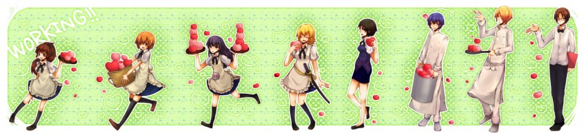 taneshima popura, inami mahiru, yamada aoi, todoroki yachiyo, satou jun, and 3 more (working!!) drawn by itsuki_hiyori
