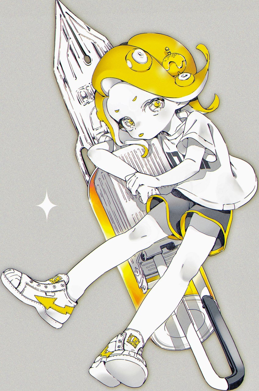 octoling player character and octoling girl (splatoon and 1 more) drawn by irokiiro