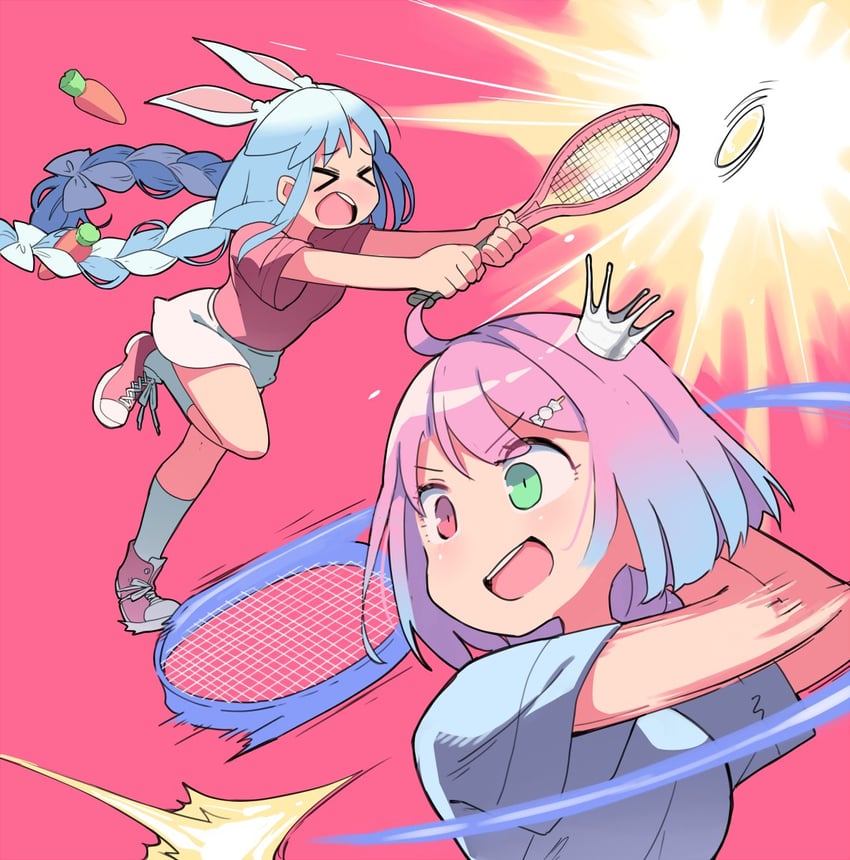 usada pekora and himemori luna (hololive) drawn by shimazaki1152