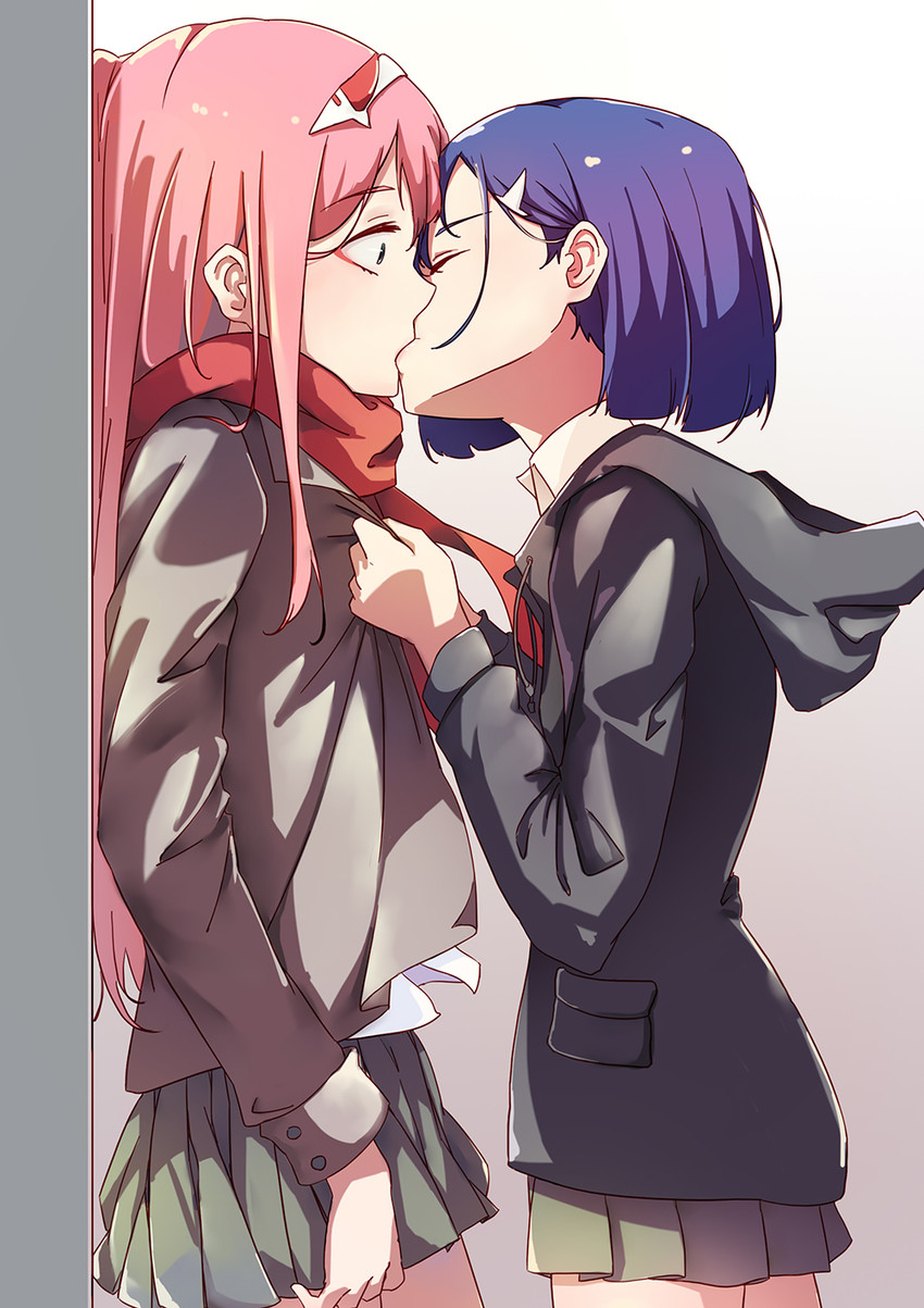 zero two and ichigo (darling in the franxx) drawn by hangyaku_no_kusaichigo