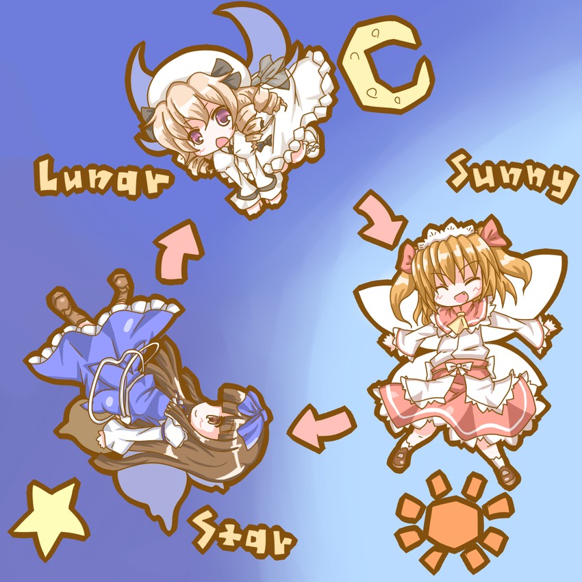 star sapphire, luna child, and sunny milk (touhou) drawn by ibuki_(clover_club)