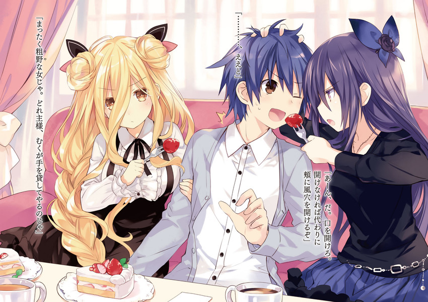 itsuka shido, hoshimiya mukuro, and yatogami tenka (date a live) drawn by tsunako