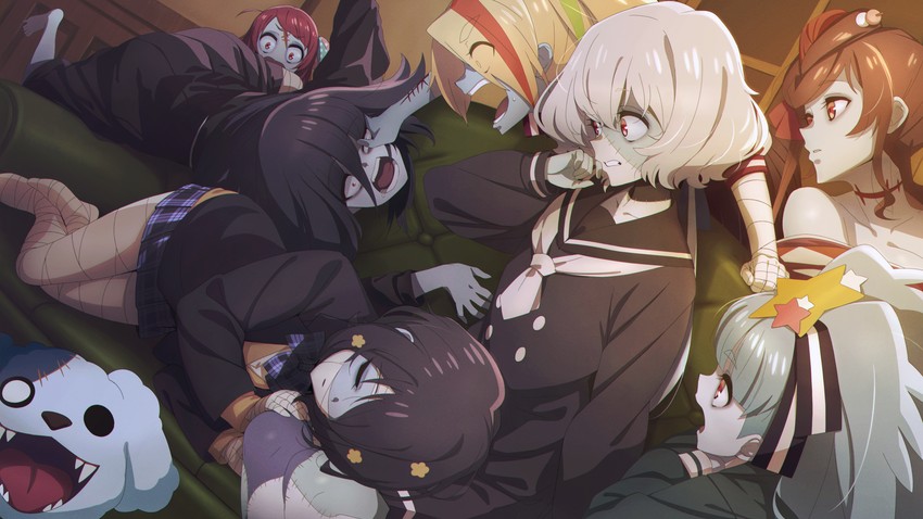konno junko, minamoto sakura, mizuno ai, nikaidou saki, hoshikawa lily, and 3 more (zombie land saga) drawn by unknown_showhey