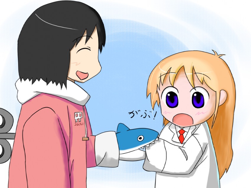 shinonome nano and professor shinonome (nichijou) drawn by circle9