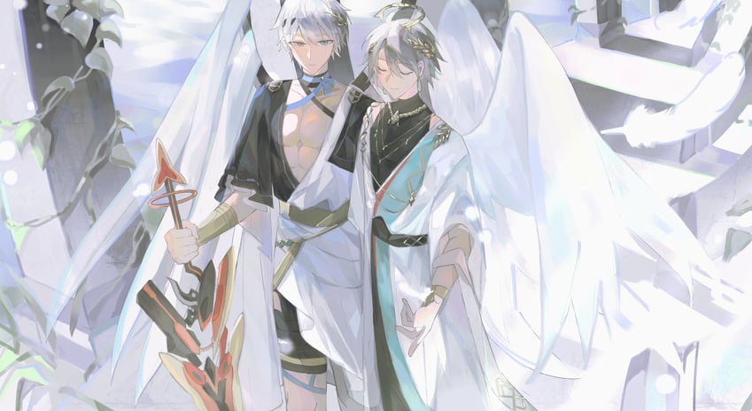 kevin kaslana and su (honkai and 1 more) drawn by wngmomo16