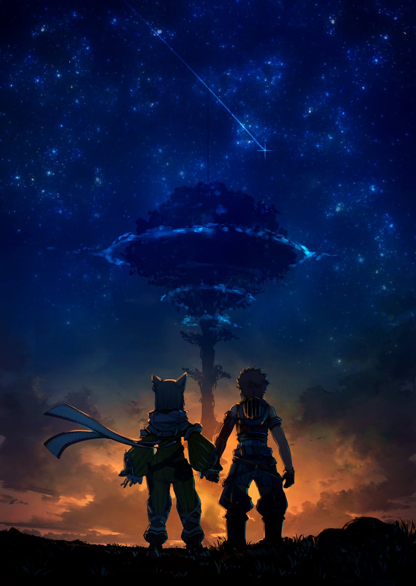 nia and rex (xenoblade chronicles and 1 more) drawn by poteto_(potetosarada123)