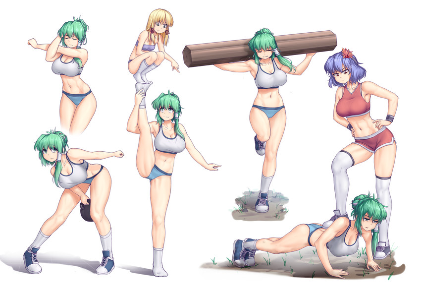 kochiya sanae, moriya suwako, and yasaka kanako (touhou) drawn by hater_(hatater)
